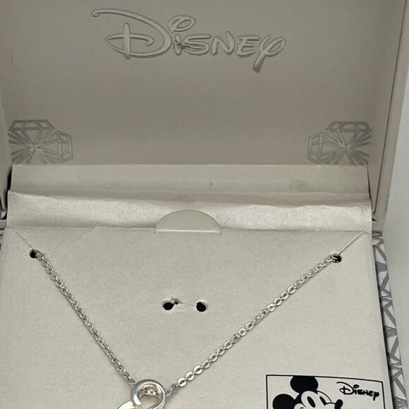 Disney 90 Years Mickey Mouse Silver Plated Swarovski Crystal 18 Inch Necklace - Picture 13 of 16
